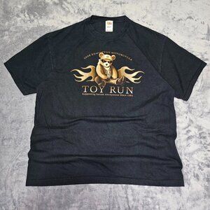 Y2K Edmonton Motorcycle Toy Run Santa Anonymous Christmas Graphic Shirt Men’s XL